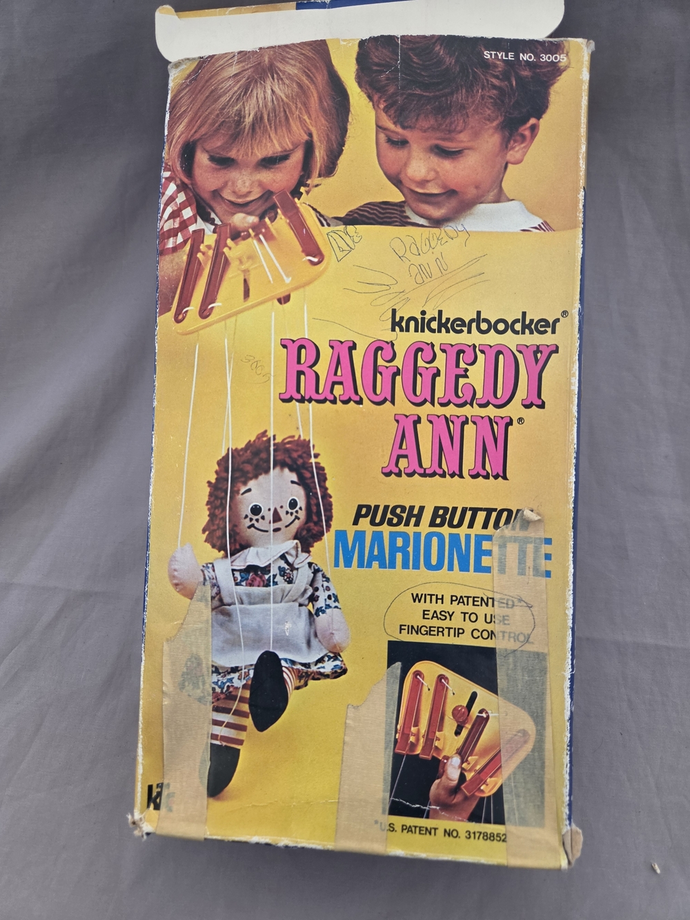Knickerbocker Raggedy Ann Push Button Marionette Doll - Red/Brown Hair